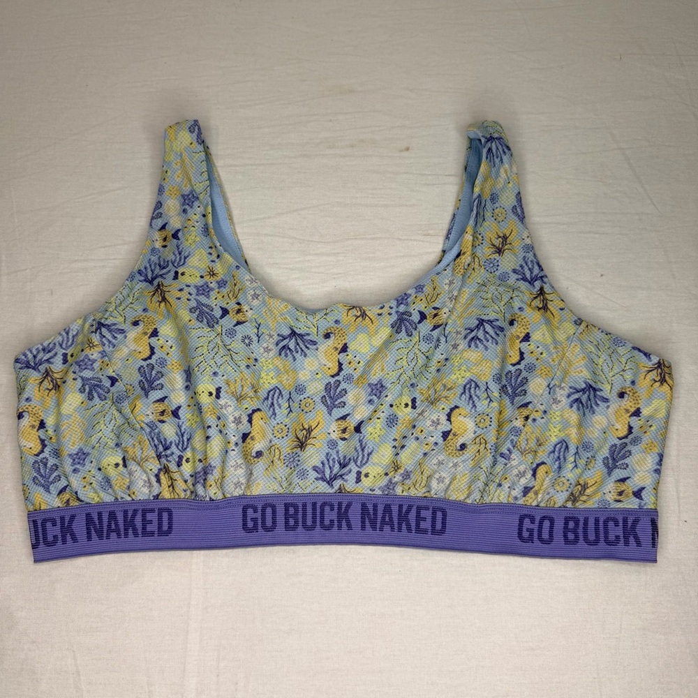 Floral Scoop-Front Bralette in Light Blue and Yellow